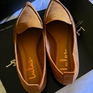 Lulu's Tan Flats Comfortable Suede Loafers